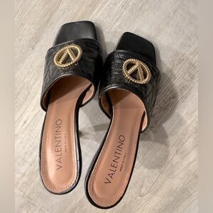 Valentino Black Slide Sandals